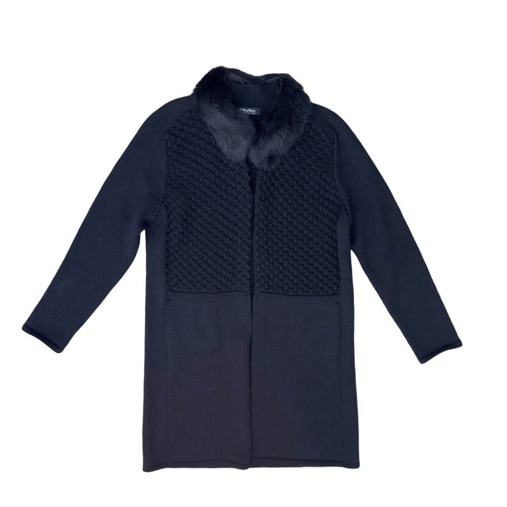 S MaxMara knitted long sweater with fur detachable collar size XL